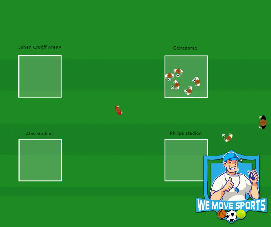 Het stadionspel met tikker en bal