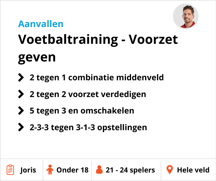 Voetbaltraining met voorzet