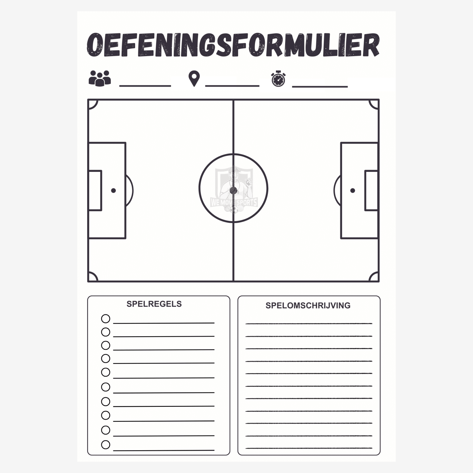 voetbal oefeningenformulier