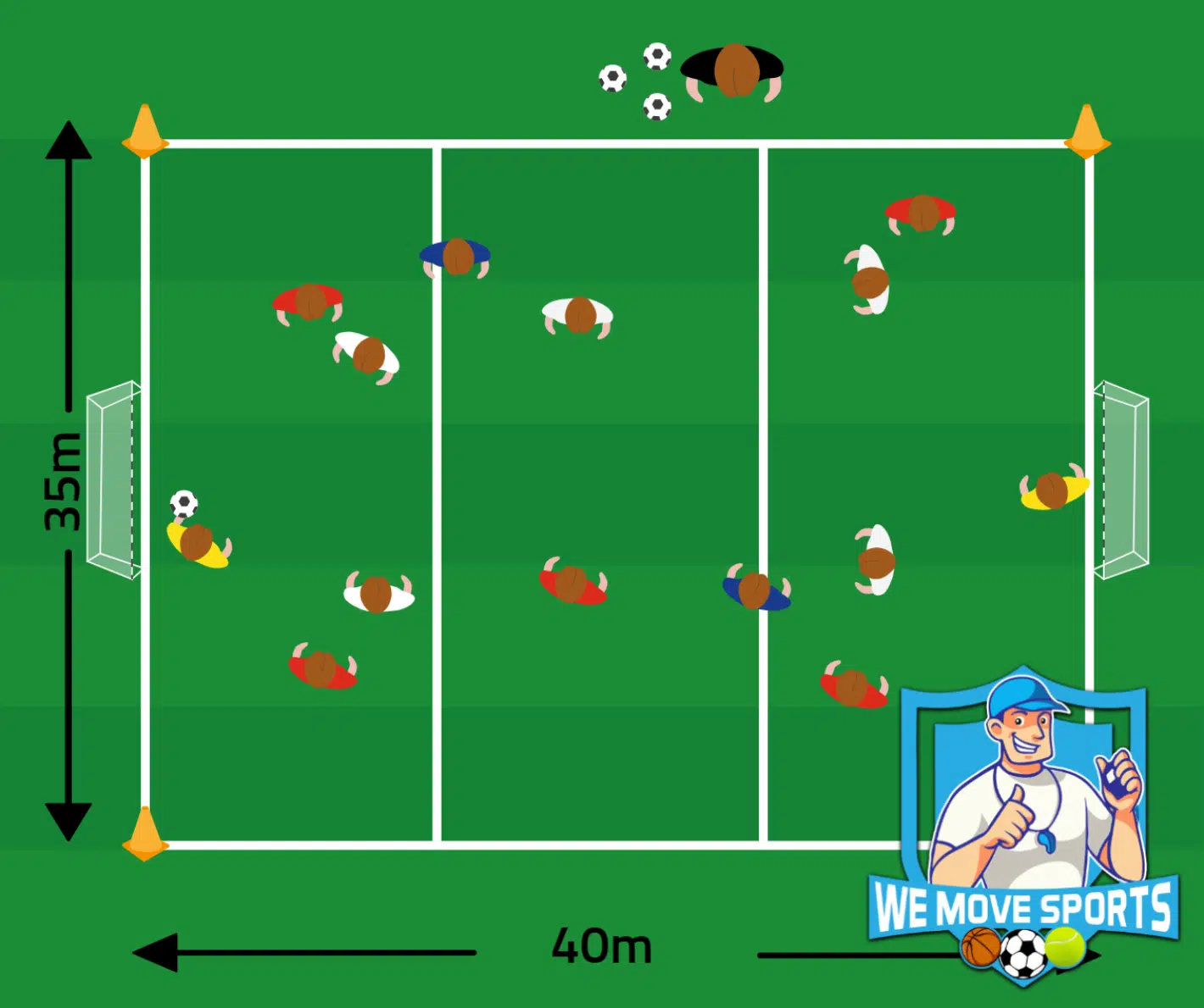 6 tegen 6 voetbal oefeningen