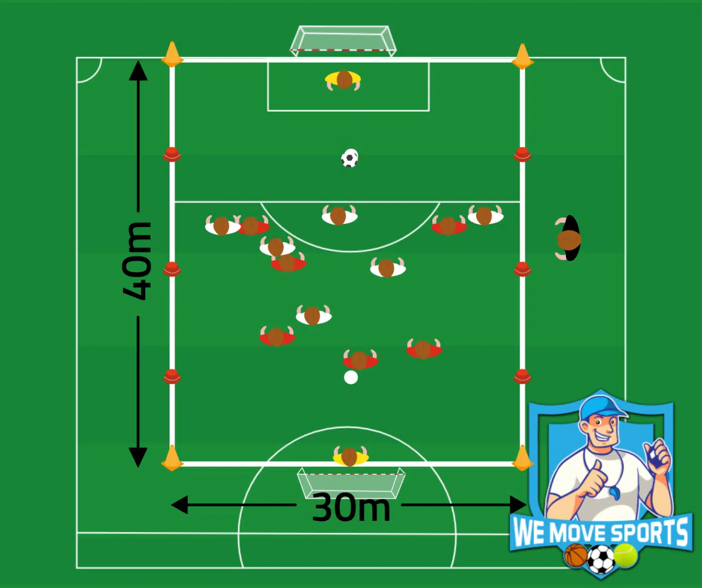 6 tegen 6 voetbal oefeningen
