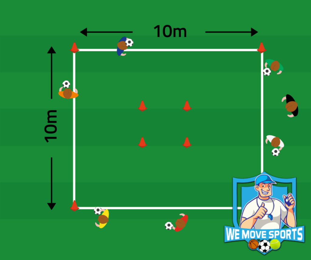 Warming up voetbal oefening