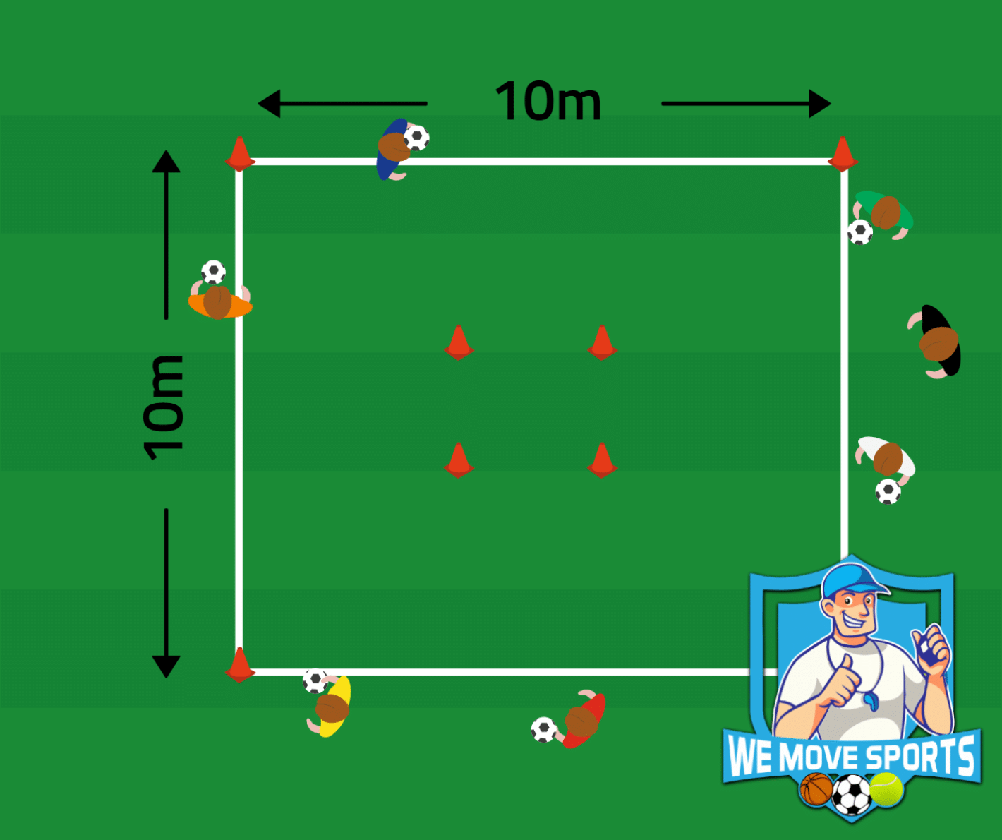 Warming up voetbal oefening